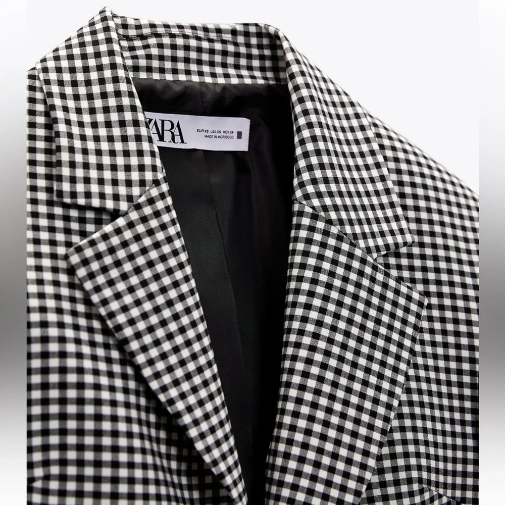 Zara Gingham Crop Blazer NWT - Picture 5 of 5